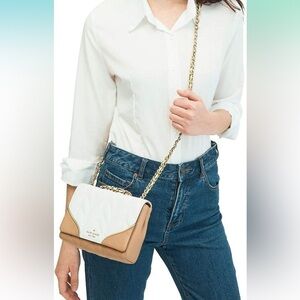 Kate Spade New York Tan White Emelyn Briar Lane Quilted Mini Convertible Bag